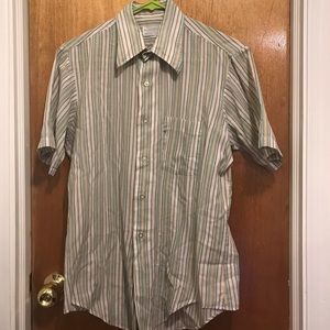 Vintage 70s striped button up shirt, short sleeve, small Manhattan